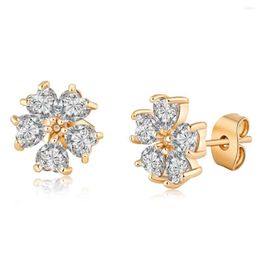 Stud Earrings Love & Annie Snowflake Flower Cute For Women Heart CZ Gold Color Small Christmas Gift