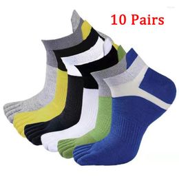 Men's Socks 10 Pairs Toe Men Five Fingers Breathable Cotton Sports Running Solid Colour Black White Grey Blue Athletic