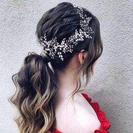 Hair Clips & Barrettes Luxury Silver Colour Bridal Headbands Crystal Rhinestone Wedding Accessories Flowers Hairbands Pearl Women JewelryHair