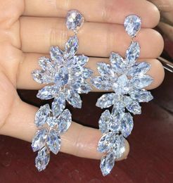 Dangle Earrings Cubic Zirconia Women Crystal Big Dainty Floral Earring Wedding Sparkly Prom Ear Drops Body Jewelry