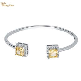 Bangle Wong Rain 925 Sterling Silver Crushed Ice Cut High Carbon Diamonds Gemstone Open Bangle Charm Bracelet Fine Jewellery Wholesale