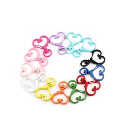 5Pcs Heart Shape Metal Colorful Lobster Clasp Hooks Key Rings Connectors for DIY Keychain Jewelry Making Findings Accessories