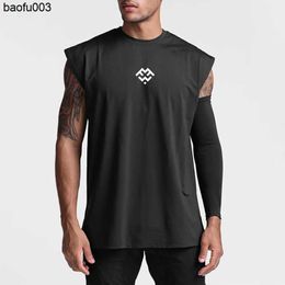 Mens T-Shirts Oversized Cut Off Gym Clothing Fashion Workout Tank Top Men Mesh Muscle Vest Bodybuilding Tanktop Mens Fitness Sleeveless Shirt J230522