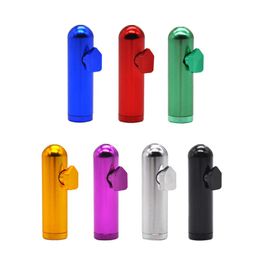 Mini Bullet Style Colorful Aluminium Smoking Tube Dry Herb Tobacco Snuff Snorter Sniffer Snuffer Bottle Handpipe Cigarette Holder Adjustable Sealing Case Tips DHL