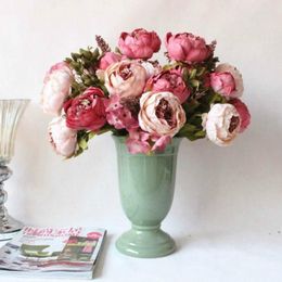 Decorative Flowers Artificial Silk 1 Bunch French Rose Floral Bouquet Fake Flower Arrange Table Daisy Wedding Decor Party Accessory