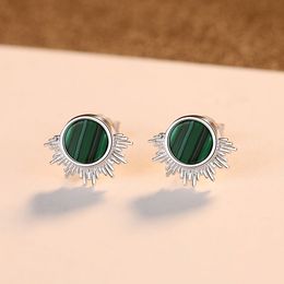 Charming Women's Malachite s925 Sterling Silver Stud Earrings Fashion Luxury Designer Classic Earrings Female High-end Earrings Wedding Party Brand Jewelry Gift