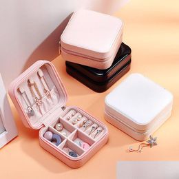 Storage Boxes Bins Travel Jewellery Organiser Pu Leather Portable Women Necklace Earrings Rings Holder Box Drop Delivery Home Garden Dhpb1