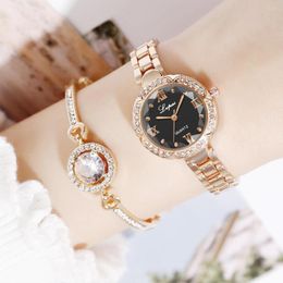 Wristwatches Lvpai Top Brand 2pc/set Luxury Watches Ladies Beautiful Roman Numerals Watch Set Bracelet Dress Wristwatch Female Clock Montre
