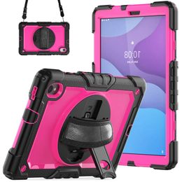 360 Rotation Silicone Case for Lenovo Tab M10 HD 10.1 TB-328F 10.3 X606F 10.6 3RD Gen M8 8inch Shockproof Cover with Shoulder Strap