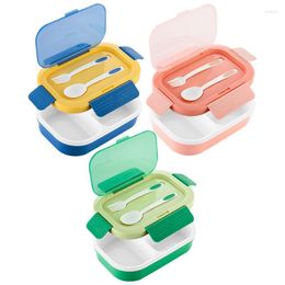 Dinnerware Sets Portable Lunch Box Microwave Bento Boxes For Kids 3 Compartment Safety Container Kitchen Accessories