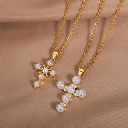 Pendant Necklaces GATTVICT Punk Baroque Zircon Cross Necklace For Women Minimalist Belief Religion Dangle Wedding Jewelry