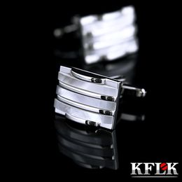 KFLK Jewellery shirt Fashion cufflinks for mens Brand Shell cuff links Button High Quality Luxury Wedding Male guests