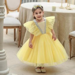 Girl Dresses Toddler Girl's Summer Dress Stereoscopic Puff Sleeve Princess Baby Birthday Mesh 1st Party