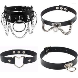 Chains Women Men Girls Gothic Punk Leather Choker Necklace Rivet Heart Cross Collar Chain Rock Party Jewellery Gifts