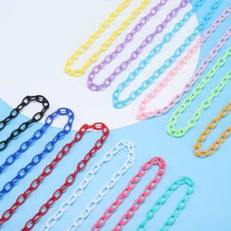 10Pcs/Pack 50mm Colorful Acrylic Plastic Lobster Clasp Hook Link Chain Plastic Oval Link Chains For DIY Keychain Jewelry Making