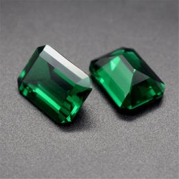 Crystal Synthetic Emerald Gemstone Rectangle Faceted Emerald Cut Octagonal GREENNANO Multiple Sizes to Choose For Jewellery Making