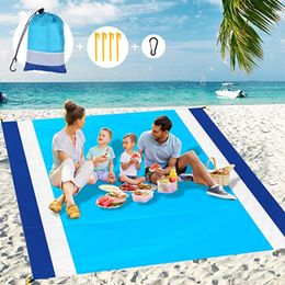 2023 Oversized Beach Towel Mat Sand Free Beach Wind Proof Waterproof Picnic Blankets Beach Mat Oversized Pocket Picnic 4 Anchor