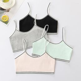 Camisoles & Tanks Soild Training Bras Cotton Teenage Girls Clothing Puberty Bra For Girl Young Stripe Vest Tube Top Soprts