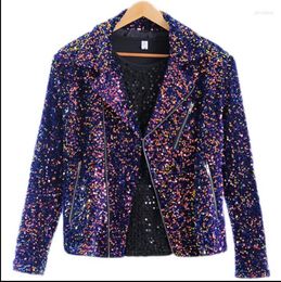 Men's Jackets 2023 Fashion Brand Men's Personalized Colorful Sequins Velvet Casual Coat Motorcycle Stage Wear