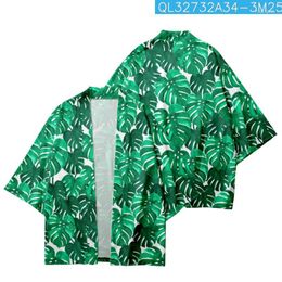 Ethnic Clothing Casual Japan Kimono Beach Shorts Tie Dye Leaves Printed Cardigan Summer Couple Women Men Haori Yukata Streetwear