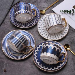 Cups Saucers Creative Gold Rim Tea Coffee Ceramic European Turkish Utensil And Saucer Tazas Cafe Kitchen Supplies DF50BD