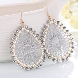 Dangle Earrings Handmade Wire Wrapped Crystals Beads Lace Teardrop Drop For Women Fashion Shining Wedding Jewellery