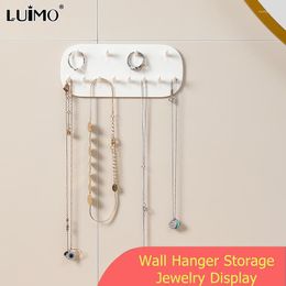 Jewelry Pouches Adhesive Paste Wall Hanger Storage Display Hooks Holder Organizer Earring Ring Necklace White