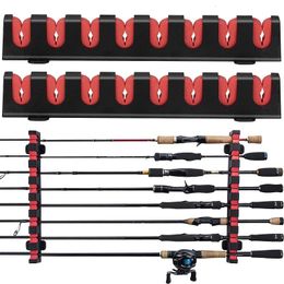 Fishing Accessories THKFISH 2 Pcs Rod Holder Stand Kit 8 Holes Black ABS Plastic Wear resistant Durable Horizontal Wall mounted Pole Rack 230520