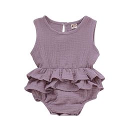 Rompers 024M Babies Girls Clothes Summer Kids Ruffles Bodysuits Cotton Soft Infant Sleeveless Romper Outfits 230522
