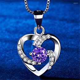 Pendant Necklaces Lovers Heart-shaped Zircon Romantic Style Gift Suitable For Women&#39;s Wife&#39;s Anniversary