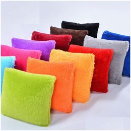 Pillow Case Plush Soft Fur Pillowcase Waist Throw Cushion Er 43X43Cm Home Office Car Drop Delivery Garden Textiles Bedding Supplies Dhswx