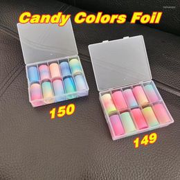 Nail Art Decorations 1box 4x100cm Foil Candy Colours Transfer Paper DIY Manicure Decals