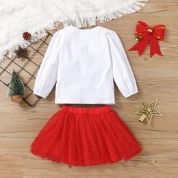 Clothing Sets Infant Kids Baby Girls Christmas Clothes Set Deer Print Long Sleeve O-neck Tops Dot Short Tulle Skirt 18M-6T 2023