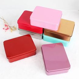 Tin Box with Lid Rectangle Metal Storage Boxes Small Empty Flip Case Organizer for Money Coin Candy Keys SN6900