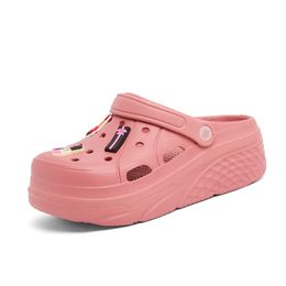 Girls' Sandals High Beauty Summer New Popular Slippers Women's Leisure Fashion Thick Sole Elevated Hole Shoes F6073-07