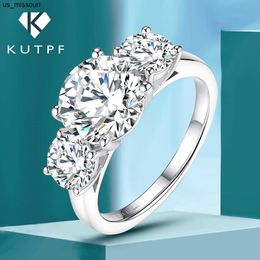 Band Rings 4CT Moissanite Engagement Ring for Women 3stone Wedding Band S925 Sterling Silver 18k Gold Plated Promise Diamond Rings KUTPF J230522