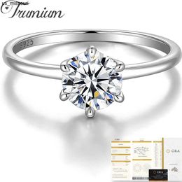 Band Rings Trumium Real 051 Ct D Colour Moissanite Diamond Engagement Rings For Women S925 Sterling Silver Wedding Bands Fine Jewellery J230522