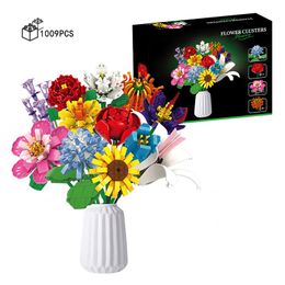 New Romantic Flowers Wildflower Bouquet Building Blocks Home Decor Ornament DIY Building Blocks Toy Holiday Girlfriend Gift