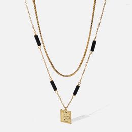 Pendant Necklaces Natural Stone Fashion Stainless Steel Ladies Necklace Niche Light Luxury Waterproof Anti-Fading 18K Real Gold Plated 2023