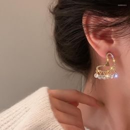 Stud Earrings Zircon Tassel Heart For Women Fashion All-Match Personality Big Temperament Simple 2023 Jewelery