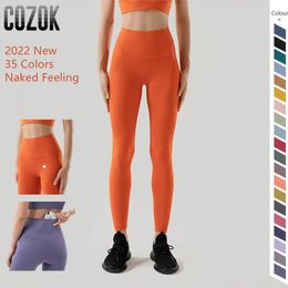 Yoga Outfits 35 Colour nude feel yoga pants high waisted seamless legs sporty women's gym legs with pockets 230520