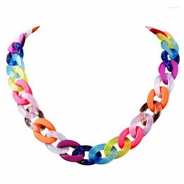 Chains FishSheep Boho Acrylic Chain Choker Necklaces For Women Bohemain Plastic Multi Color Collar Necklace Jewelry Y2k Accessories