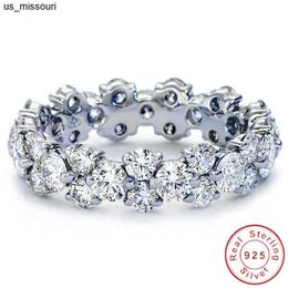 Band Rings Eternity Full Lab Diamond Ring 925 sterling silver Jewellery Engagement Wedding band Rings for Women Bridal Statement Party Gift J230522