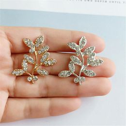 Polish 40 PCS 30*32mm KC Gold /Silver Plated Crystal Leaf Branch DIY Hair Accessories Handmade Material For Jewellery Making