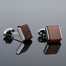 Men's Cufflinks TOMYE XK18S025 High-End French Brown Opal Shirt Solid Colour Casual Simple Fashion Accessory Button For Wedding