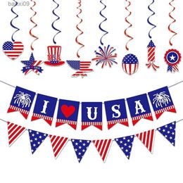 Party Decoration America Independent Day Party Decoration Fourth of July USA Hanging Banner Flag Decoration Set For Birthday Wedding Party T230522