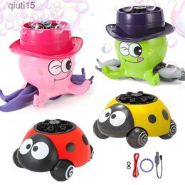 Gun Toys Octopus Electric Bubble Machine Pull Rope Walking Pet Soap Water Summer Outdoor Ladybug Children's Automatic Bubble Machine Toy T230522