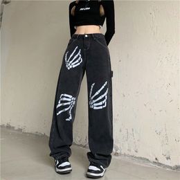 Women's Jeans Punk Style Harajuku Skull Y2K Fashion Jeans Women's Loose Straight Leg Pants Retro Street 90s Women's Jeans Jogging Women's 230520