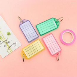 Keychains 40pcs/set Keychain Key Tags Colourful Plastic DIY Label With Split Ring For Numbered Name Baggage Tag ID