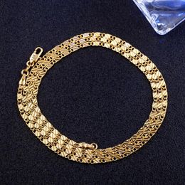 Chains 1 PCS 18K Gold Plated 16-30 Inch 2.5MM Flat Curb Chain Necklace Fashion Jewellery For Boys And Girls